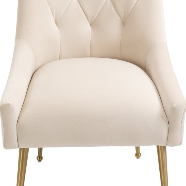 English Elm Tufted Velvet Dining Chairs with Gold Legs Button Back Glam Set of Two T3609P548688