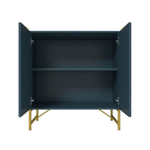 English Elm 2 Door Accent Cabinet with Sculptural Arc Facade Gold Hardware and Enclosed Shelf Storage T3609P548689