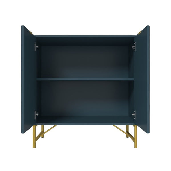 English Elm 2 Door Accent Cabinet with Sculptural Arc Facade Gold Hardware and Enclosed Shelf Storage T3609P548689