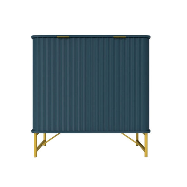 English Elm 2 Door Accent Cabinet with Sculptural Arc Facade Gold Hardware and Enclosed Shelf Storage T3609P548689