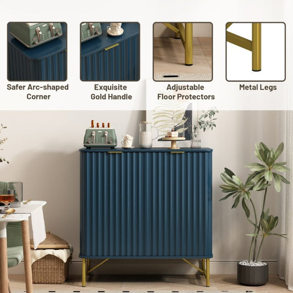 English Elm 2 Door Accent Cabinet with Sculptural Arc Facade Gold Hardware and Enclosed Shelf Storage T3609P548689
