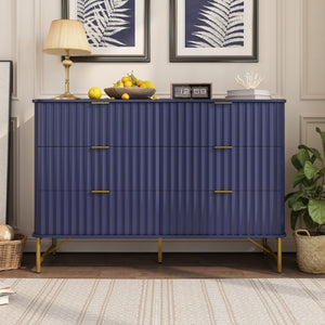 English Elm 3 Drawer Accent Chest with Sculptural Geometric Front and Gold Hardware for Modern Decor T3609P548690