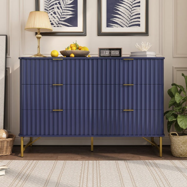 English Elm 3 Drawer Accent Chest with Sculptural Geometric Front and Gold Hardware for Modern Decor T3609P548690