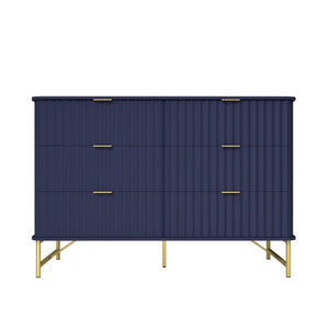 English Elm 3 Drawer Accent Chest with Sculptural Geometric Front and Gold Hardware for Modern Decor T3609P548690
