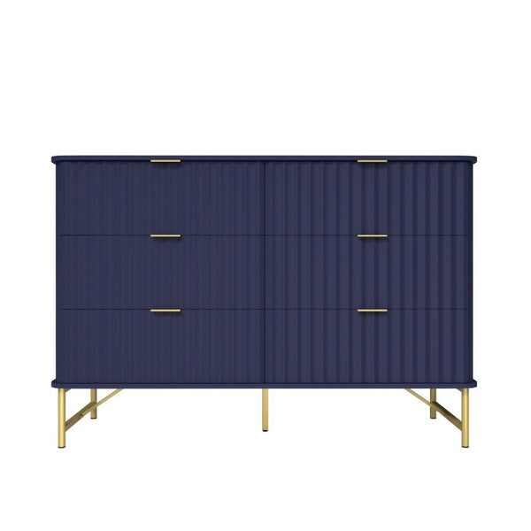 English Elm 3 Drawer Accent Chest with Sculptural Geometric Front and Gold Hardware for Modern Decor T3609P548690