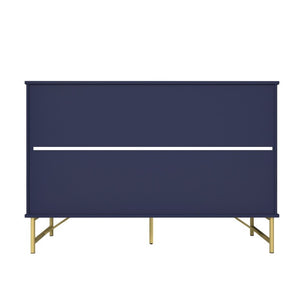 English Elm 3 Drawer Accent Chest with Sculptural Geometric Front and Gold Hardware for Modern Decor T3609P548690