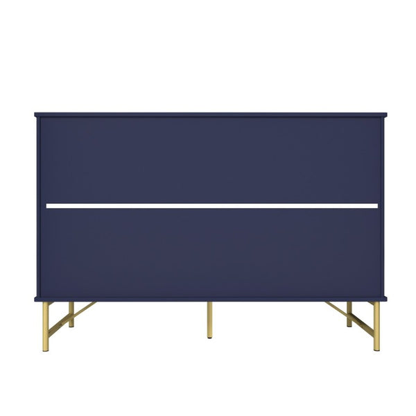 English Elm 3 Drawer Accent Chest with Sculptural Geometric Front and Gold Hardware for Modern Decor T3609P548690
