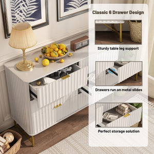 English Elm 3 Drawer White Chest with Gold Hardware and Geometric Sculptural Facade for Bedroom T3609P548692