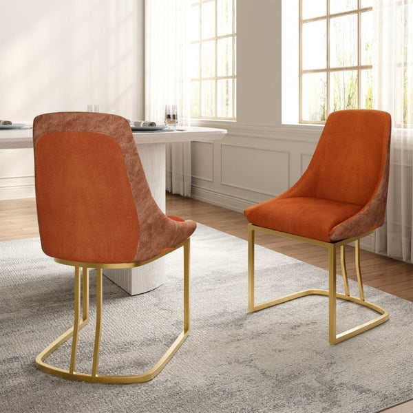 English Elm Modern Two-Tone Upholstered Dining Chairs with Slim Metal Legs for Contemporary Spaces Set of 2 T3609P548693