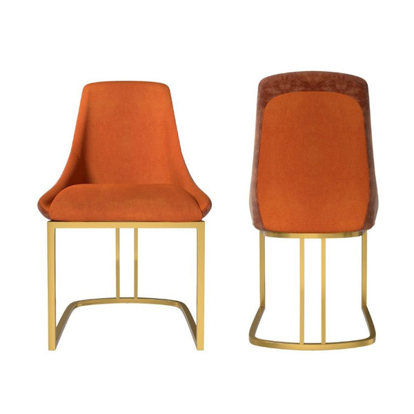 English Elm Modern Two-Tone Upholstered Dining Chairs with Slim Metal Legs for Contemporary Spaces Set of 2 T3609P548693
