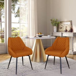 English Elm Fabric Upholstered Dining Chairs with Diamond Quilted Back Set of 2 for Home Use T3609P548694