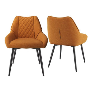 English Elm Fabric Upholstered Dining Chairs with Diamond Quilted Back Set of 2 for Home Use T3609P548694