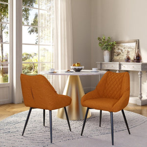 English Elm Fabric Upholstered Dining Chairs with Diamond Quilted Back Set of 2 for Home Use T3609P548694