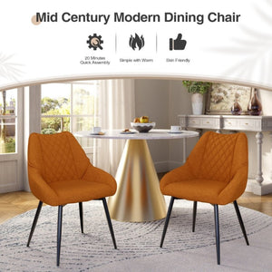 English Elm Fabric Upholstered Dining Chairs with Diamond Quilted Back Set of 2 for Home Use T3609P548694