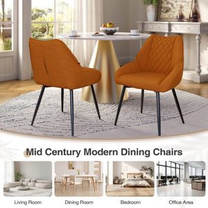 English Elm Fabric Upholstered Dining Chairs with Diamond Quilted Back Set of 2 for Home Use T3609P548694