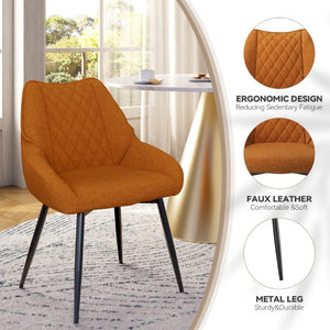 English Elm Fabric Upholstered Dining Chairs with Diamond Quilted Back Set of 2 for Home Use T3609P548694