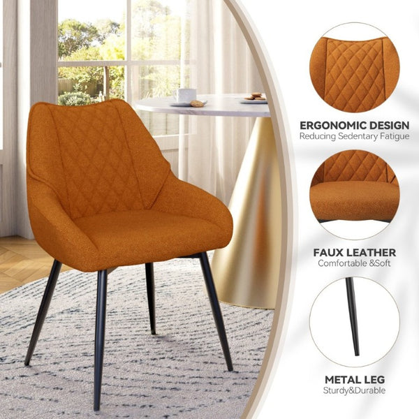 English Elm Fabric Upholstered Dining Chairs with Diamond Quilted Back Set of 2 for Home Use T3609P548694