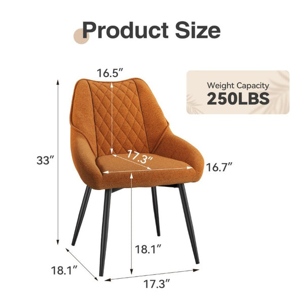 English Elm Fabric Upholstered Dining Chairs with Diamond Quilted Back Set of 2 for Home Use T3609P548694