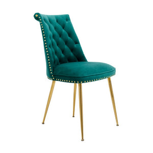 English Elm Modern Velvet Dining Chairs Set of 2 with Gold Accents and Adjustable Metal Legs T3609P548697