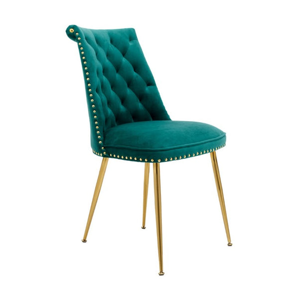 English Elm Modern Velvet Dining Chairs Set of 2 with Gold Accents and Adjustable Metal Legs T3609P548697