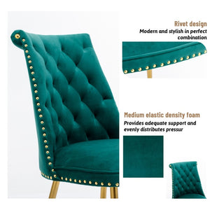 English Elm Modern Velvet Dining Chairs Set of 2 with Gold Accents and Adjustable Metal Legs T3609P548697