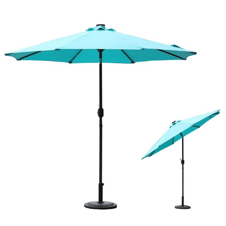 English Elm 9Ft Solar LED Patio Umbrella Aluminum Frame with Crank Tilt for Outdoor Decks T3609P551892