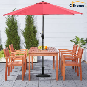 English Elm 9Ft Solar Powered Patio Umbrella with 32 LED Lights Aluminum Crank Tilt Outdoor T3609P551895