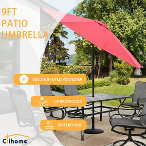 English Elm 9Ft Solar Powered Patio Umbrella with 32 LED Lights Aluminum Crank Tilt Outdoor T3609P551895