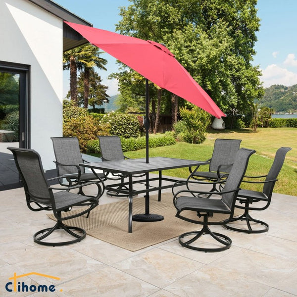 English Elm 9Ft Solar Powered Patio Umbrella with 32 LED Lights Aluminum Crank Tilt Outdoor T3609P551895