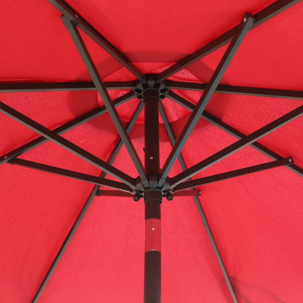 English Elm 9Ft Solar Powered Patio Umbrella with 32 LED Lights Aluminum Crank Tilt Outdoor T3609P551895