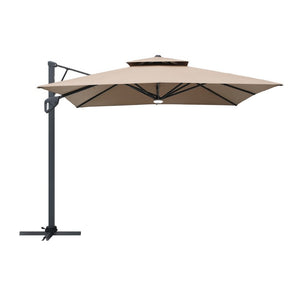 English Elm 10X10ft Cantilever Patio Umbrella with Bluetooth Speaker Light Disc and UPF50 Canopy T3609P551897