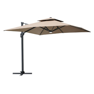 English Elm 10X10ft Cantilever Patio Umbrella with Bluetooth Speaker Light Disc and UPF50 Canopy T3609P551897