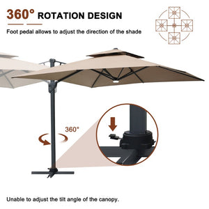 English Elm 10X10ft Cantilever Patio Umbrella with Bluetooth Speaker Light Disc and UPF50 Canopy T3609P551897