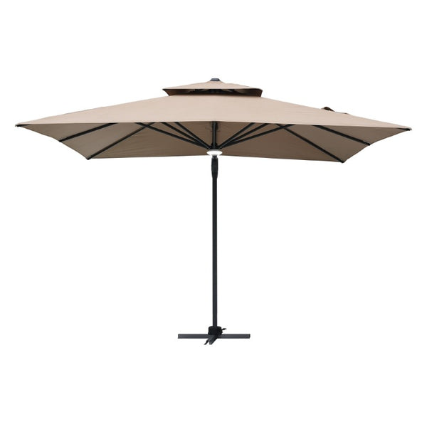 English Elm 10X10ft Cantilever Patio Umbrella with Bluetooth Speaker Light Disc and UPF50 Canopy T3609P551897