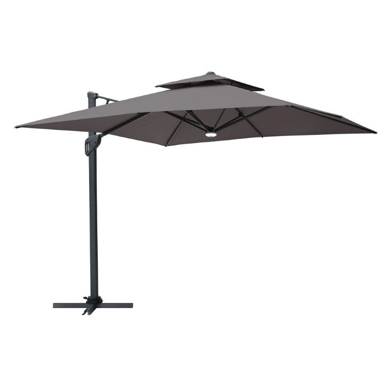 English Elm 3X3m Outdoor Square Patio Umbrella with Bluetooth Speaker Ambient Lighting UV Block T3609P551898