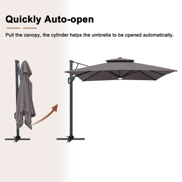 English Elm 3X3m Outdoor Square Patio Umbrella with Bluetooth Speaker Ambient Lighting UV Block T3609P551898