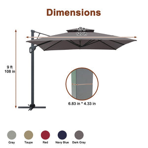 English Elm 3X3m Outdoor Square Patio Umbrella with Bluetooth Speaker Ambient Lighting UV Block T3609P551898