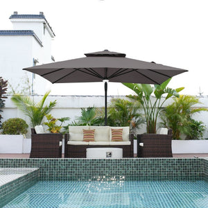 English Elm 3X3m Outdoor Square Patio Umbrella with Bluetooth Speaker Ambient Lighting UV Block T3609P551898