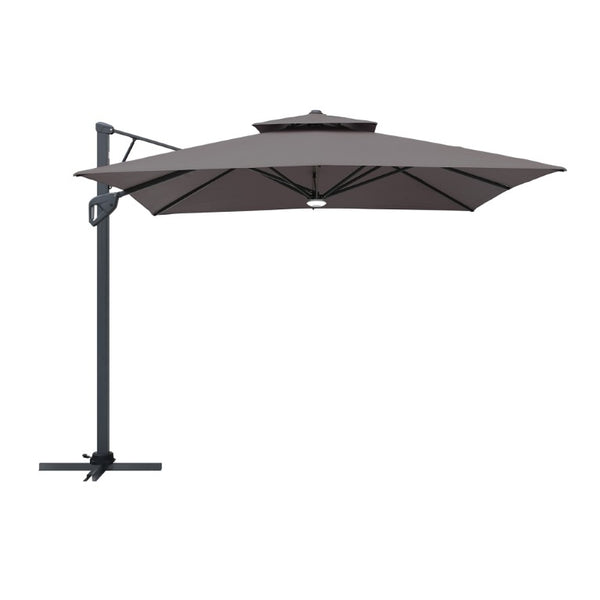 English Elm 3X3m Outdoor Square Patio Umbrella with Bluetooth Speaker Ambient Lighting UV Block T3609P551898