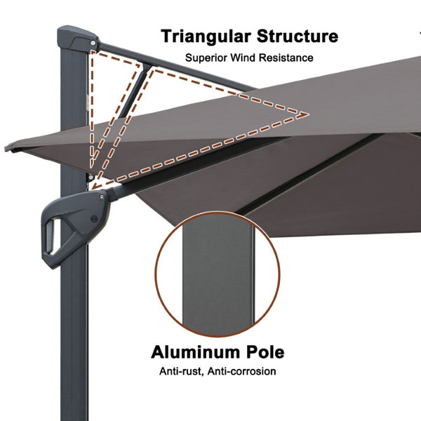 English Elm 3X3m Outdoor Square Patio Umbrella with Bluetooth Speaker Ambient Lighting UV Block T3609P551898