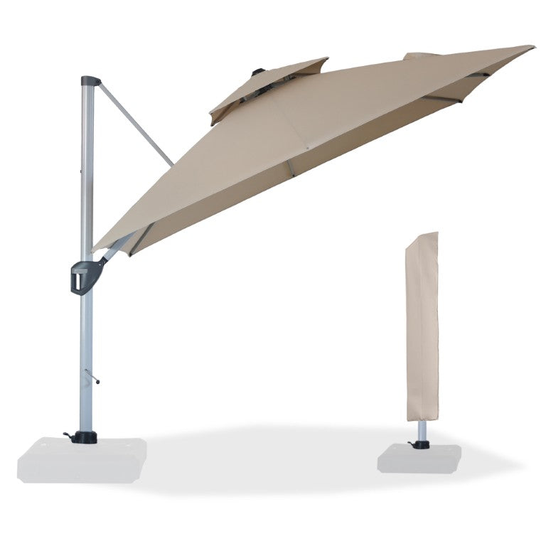 English Elm 10Ft Outdoor Cantilever Square Patio Umbrella with Vented Canopy and Crank Handle T3609P551902