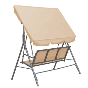 English Elm 3-Seater Outdoor Patio Swing Bench with Adjustable Canopy and Powder-Coated Steel Frame T3609P551908
