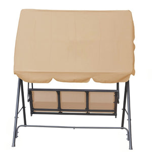 English Elm 3-Seater Outdoor Patio Swing Bench with Adjustable Canopy and Powder-Coated Steel Frame T3609P551908