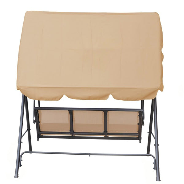 English Elm 3-Seater Outdoor Patio Swing Bench with Adjustable Canopy and Powder-Coated Steel Frame T3609P551908