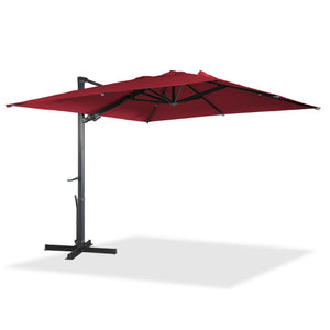 English Elm 3*3M Roman Patio Umbrella Aluminum Frame UPF 50 LED Lights Tiltable Canopy Shade Deep Burgundy T3609P551909
