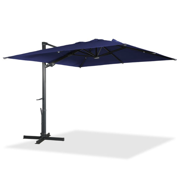 English Elm 3*3M Roman Patio Umbrella Aluminum Frame UPF 50 LED Lights Tiltable Canopy Shade Navy Blue T3609P551910