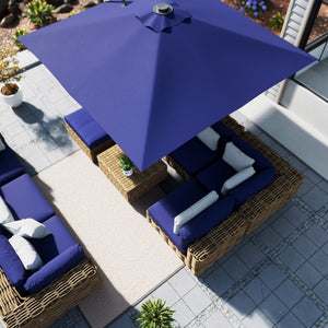 English Elm 3*3M Roman Patio Umbrella Aluminum Frame UPF 50 LED Lights Tiltable Canopy Shade Navy Blue T3609P551910