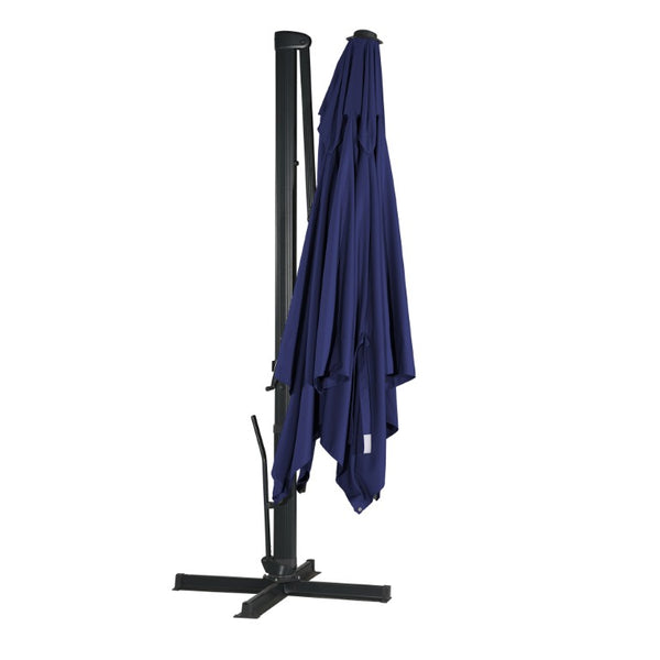 English Elm 3*3M Roman Patio Umbrella Aluminum Frame UPF 50 LED Lights Tiltable Canopy Shade Navy Blue T3609P551910