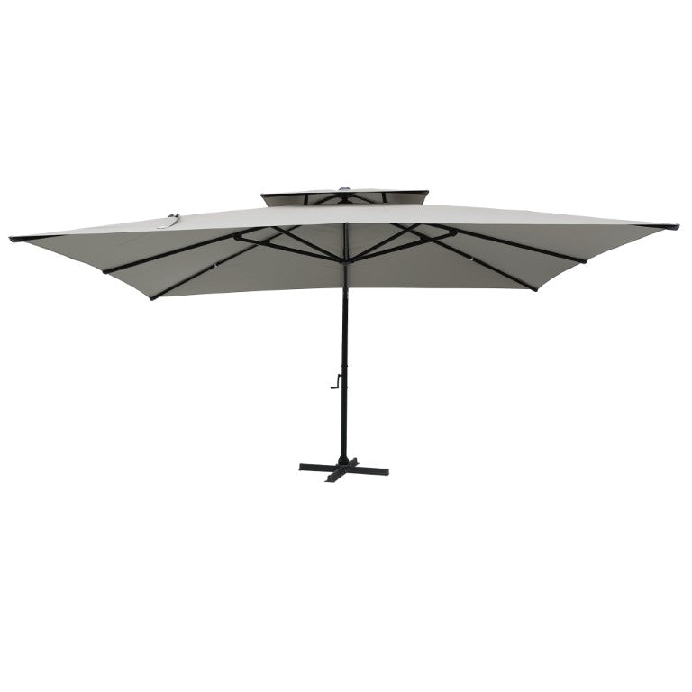 English Elm 3*3M Roman Patio Umbrella Aluminum Frame UPF 50 Plus LED Lights Outdoor Shade Gray 157.48 L x 118.11 W x 109.06 H T3609P551916
