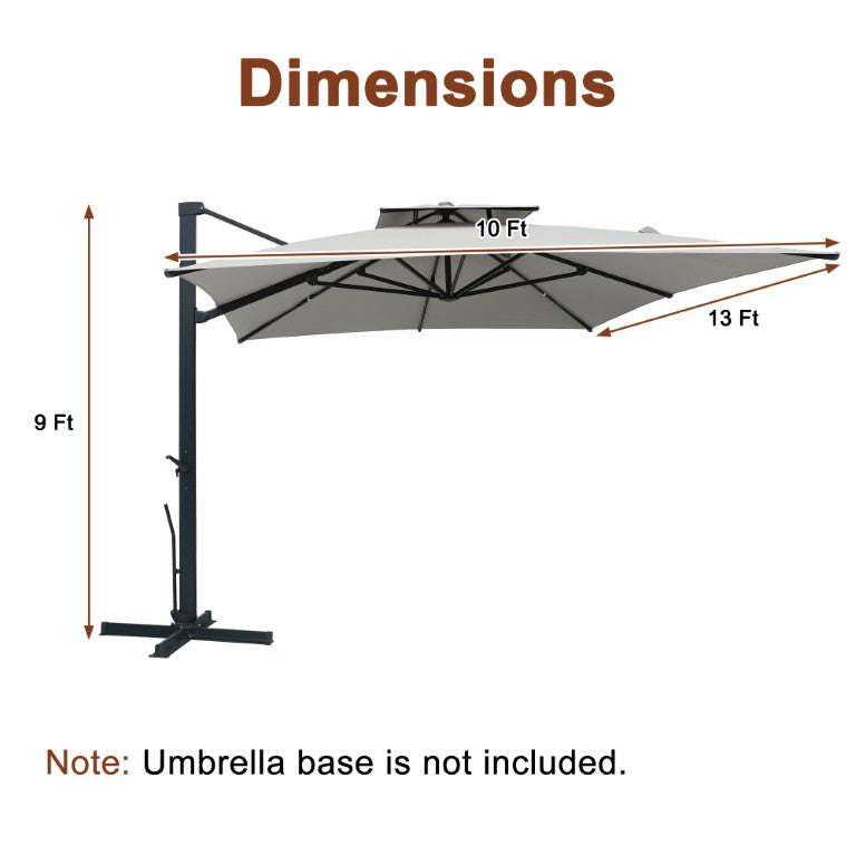 English Elm 3*3M Roman Patio Umbrella Aluminum Frame UPF 50 Plus LED Lights Outdoor Shade Gray 157.48 L x 118.11 W x 109.06 H T3609P551916